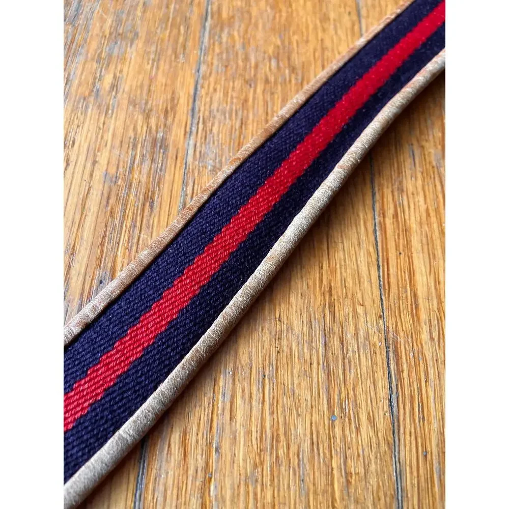 Vintage DOONEY & BOURKE Navy/Red Belt w/Tan Leather Trim Womens sz 40
